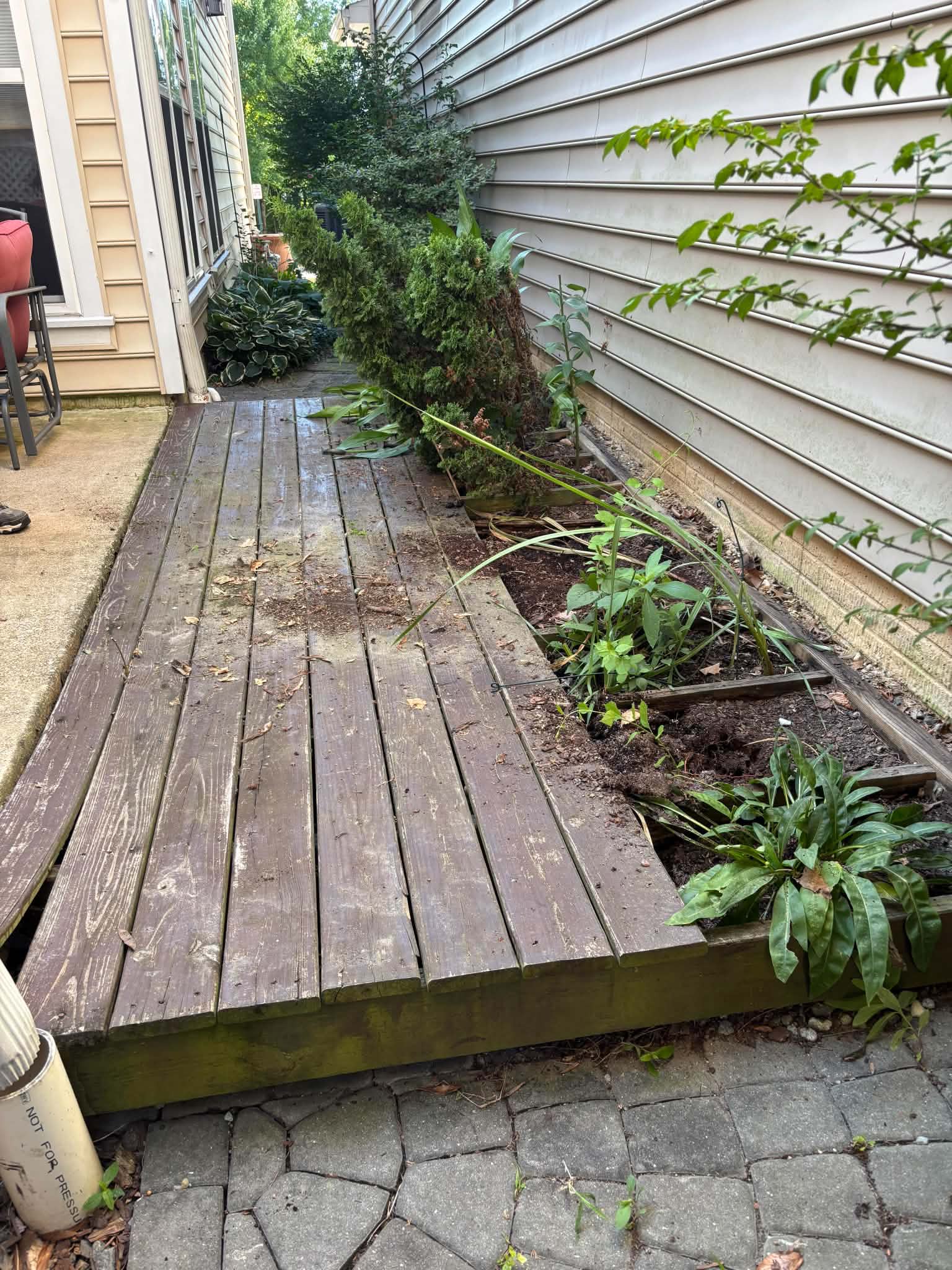 Side yard deck renovation before image 1